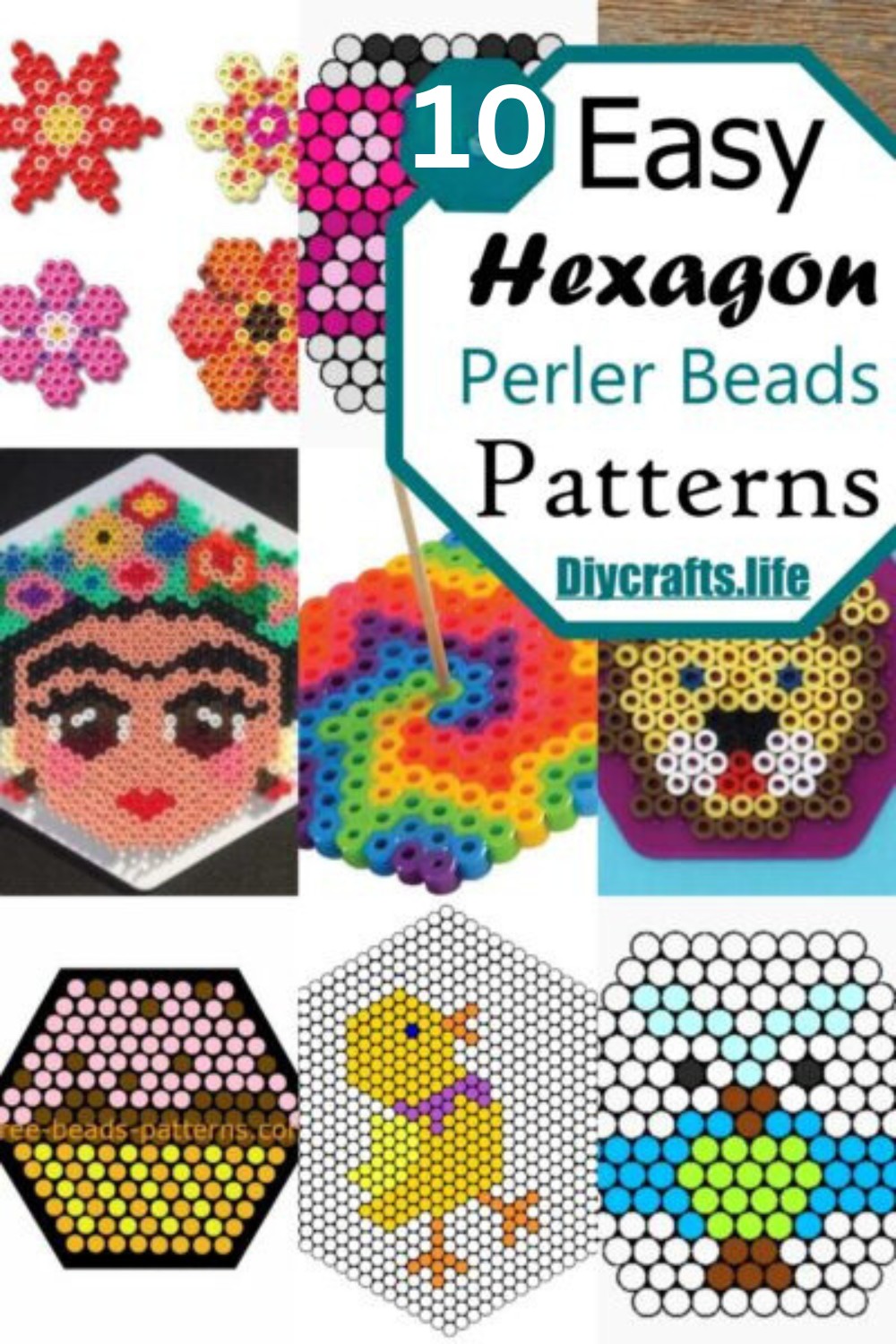 10 Hexagon Perler Bead Patterns