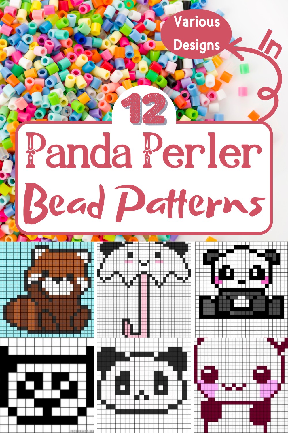 12 Panda Perler Bead Patterns In Various Designs