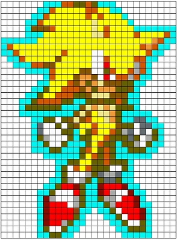 Super Sonic Perler Bead Pattern