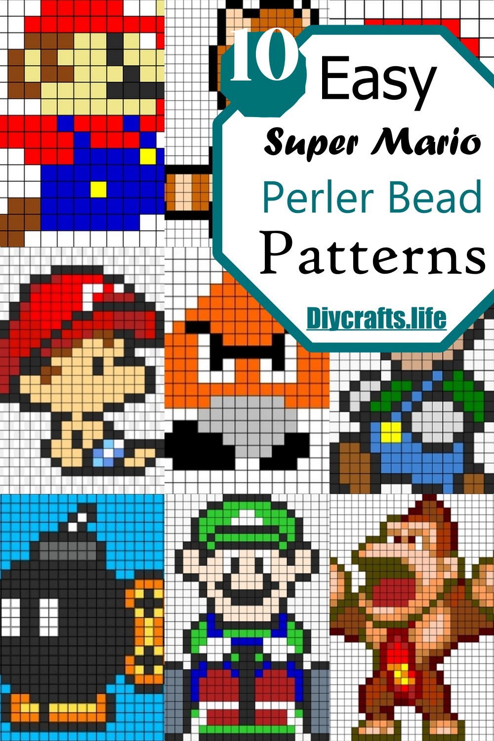 10 Super Mario Perler Bead Patterns Free
