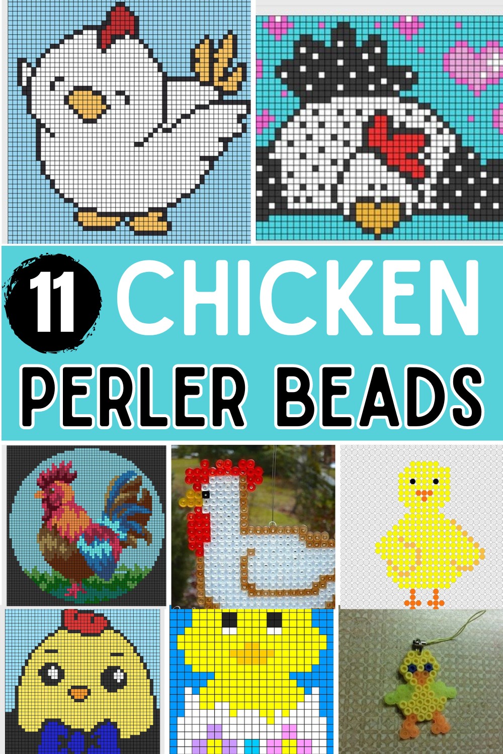 Cute Chicken Perler Beads Patterns 1