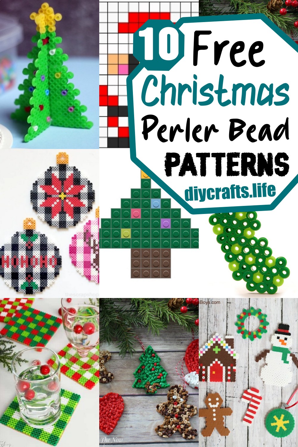10 Christmas Perler Beads Patterns Free - DIY Crafts