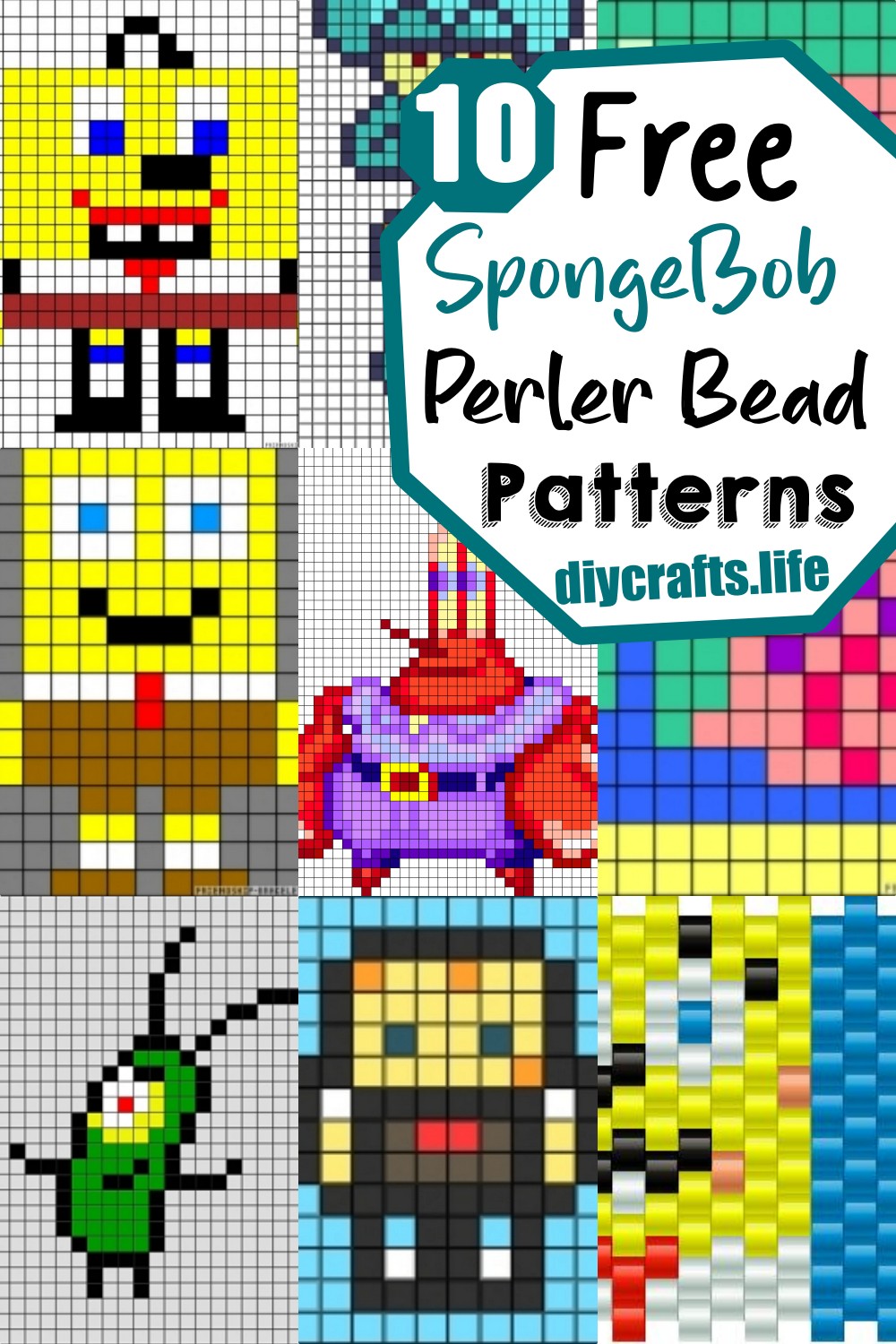 10 SpongeBob Perler Beads Patterns