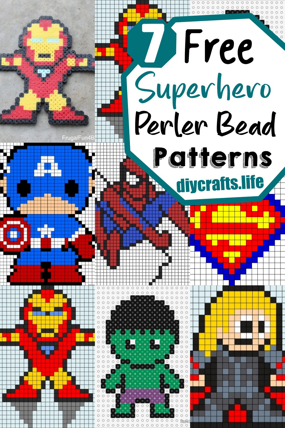 Superhero Perler Bead Patterns (10 Free) - Rock Your Homeschool