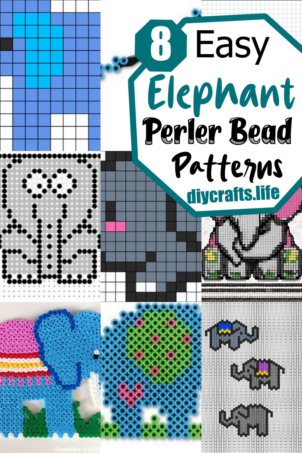 8 Elephant Perler Bead Patterns