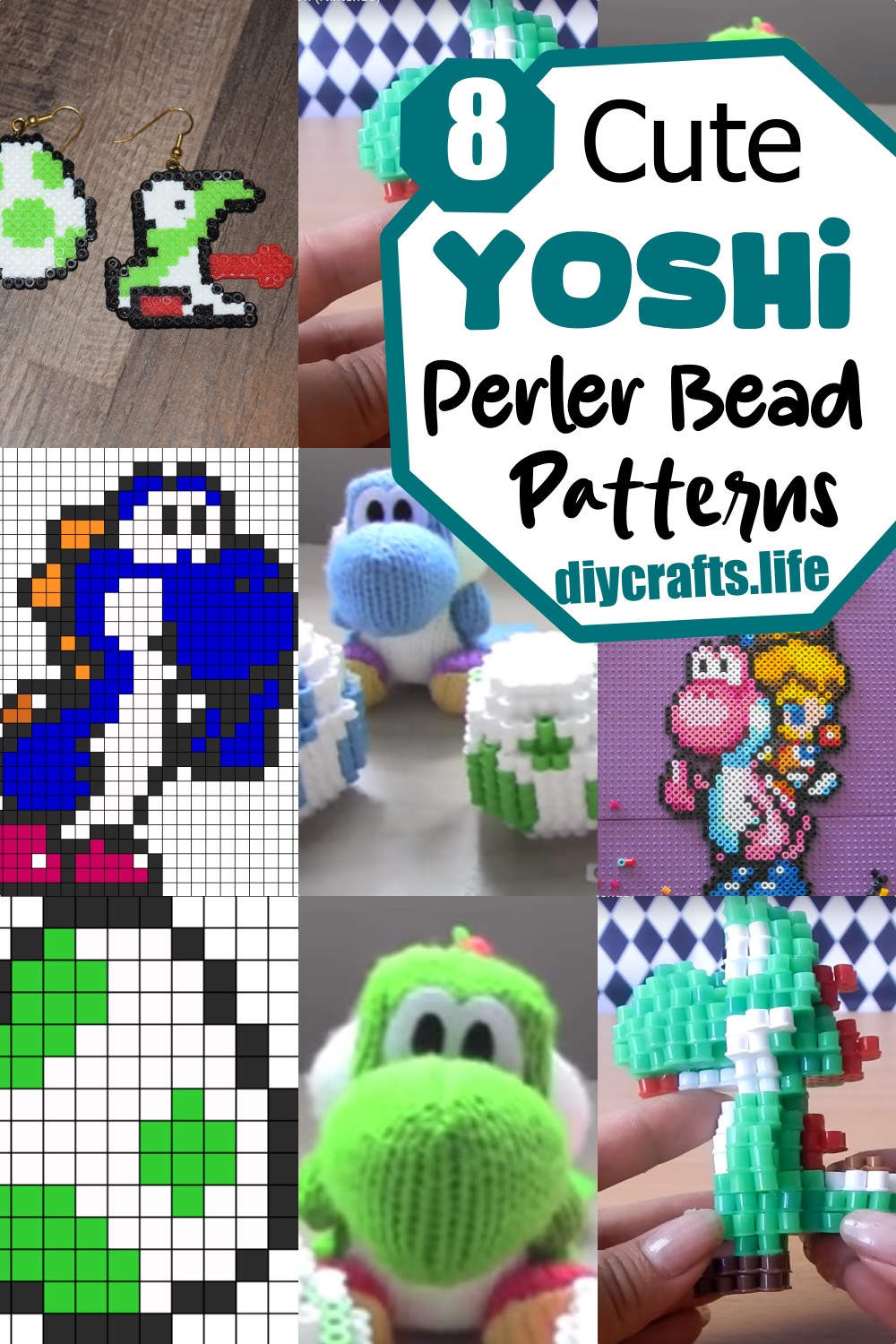 8 Yoshi Perler Beads