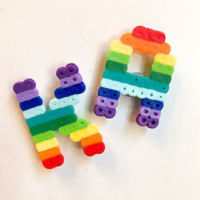 Perler Beads Rainbow Pattern In Magnetic Letters