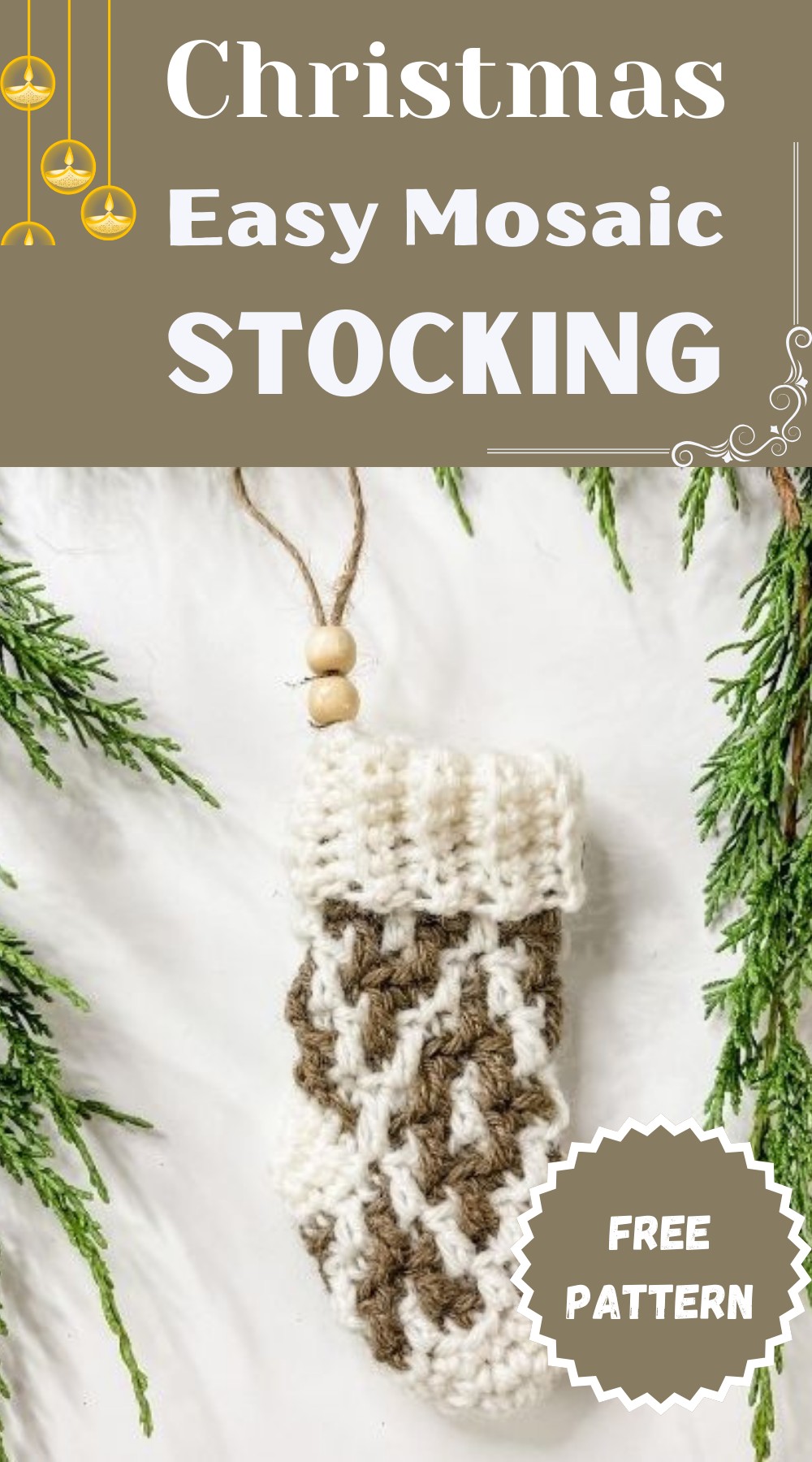 Mosaic Crochet Christmas Stocking Pattern