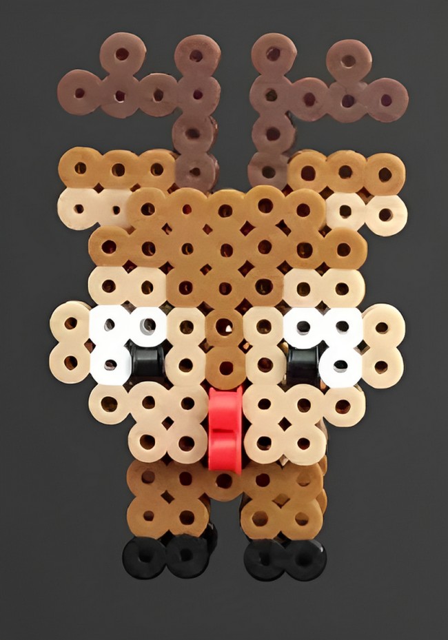 Cute 3D Rudolph With Perler Beads