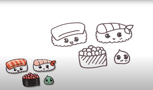 How to Draw Cute Sushi Step by Step