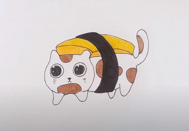 How to Draw a Cute Sushi Cat