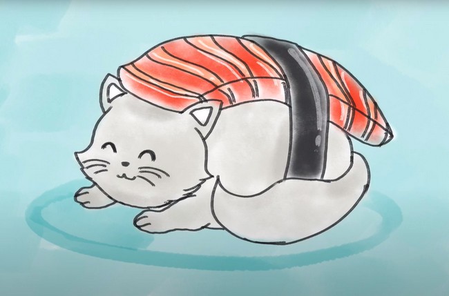 How to Draw an Easy Sushi Cat