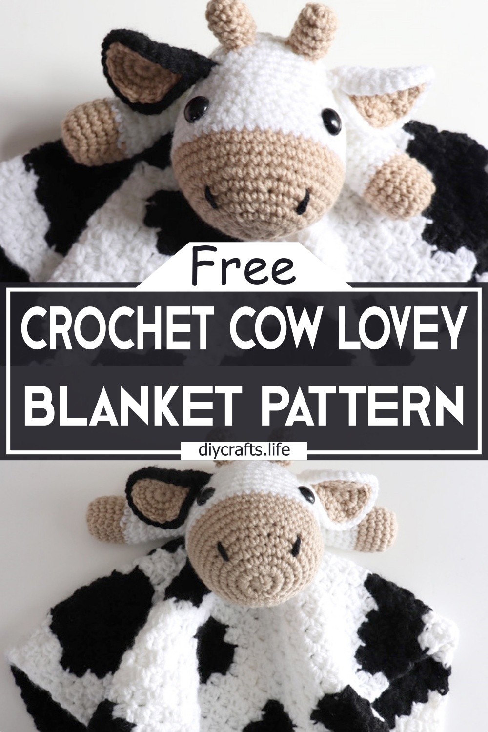 Crochet Cow Lovey Blanket Pattern