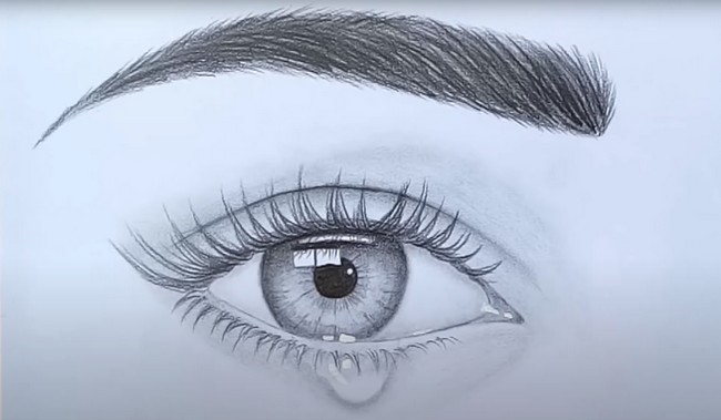 How to draw an eye with teardrop 