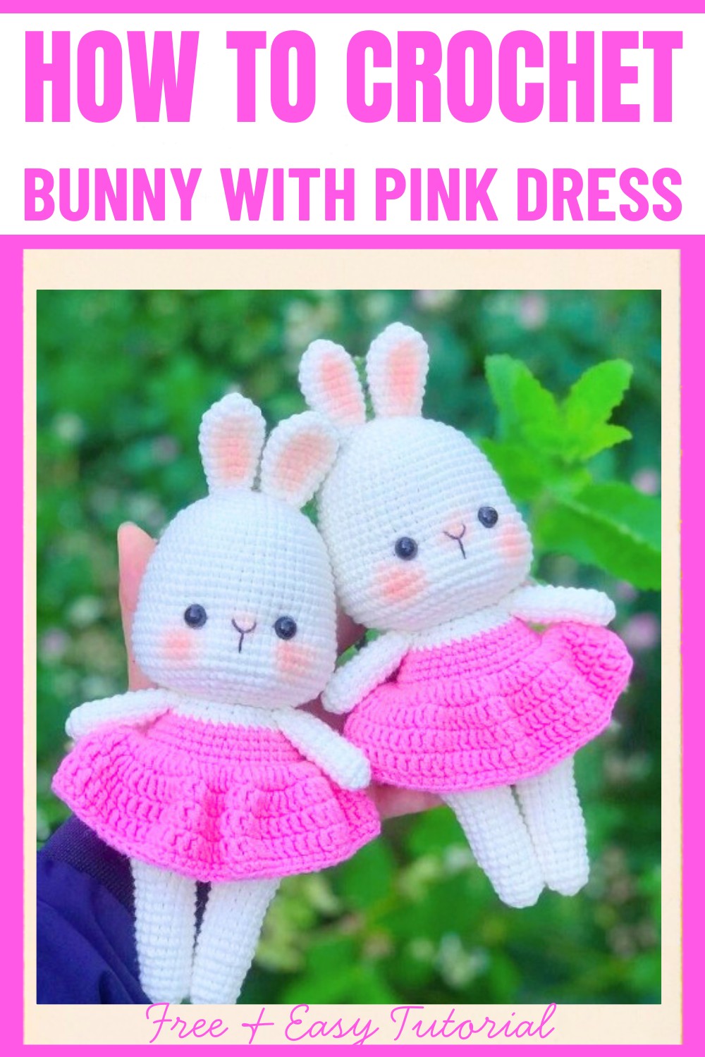Crochet Bunny Amigurumis With Pink Dress