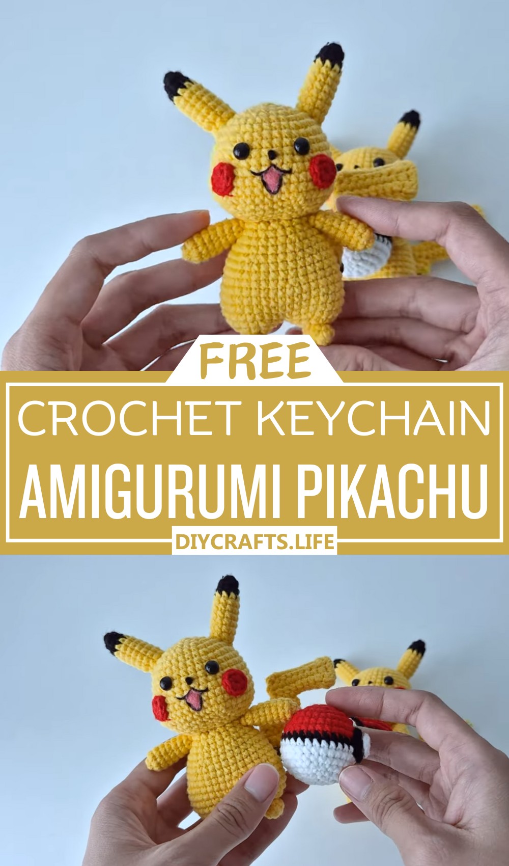 Crochet Amigurumi Pikachu Keychain