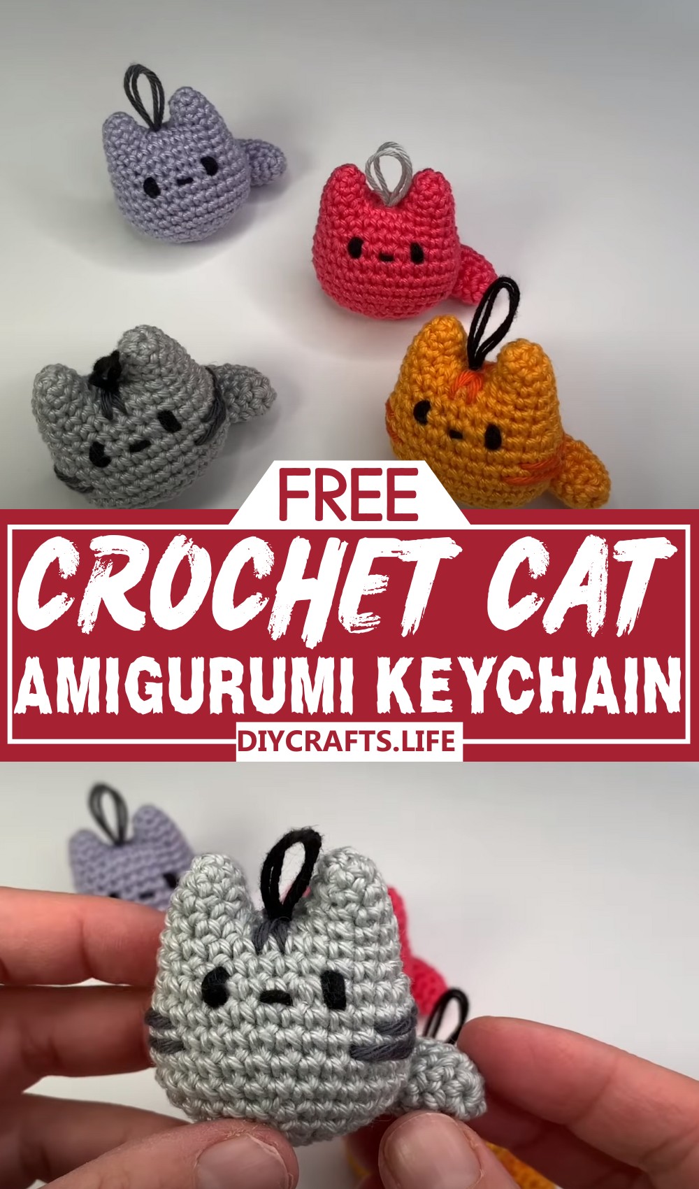 Crochet Cat Amigurumi Keychain