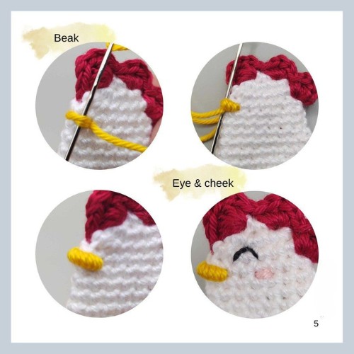Crochet Chicken Brooch Pattern 3