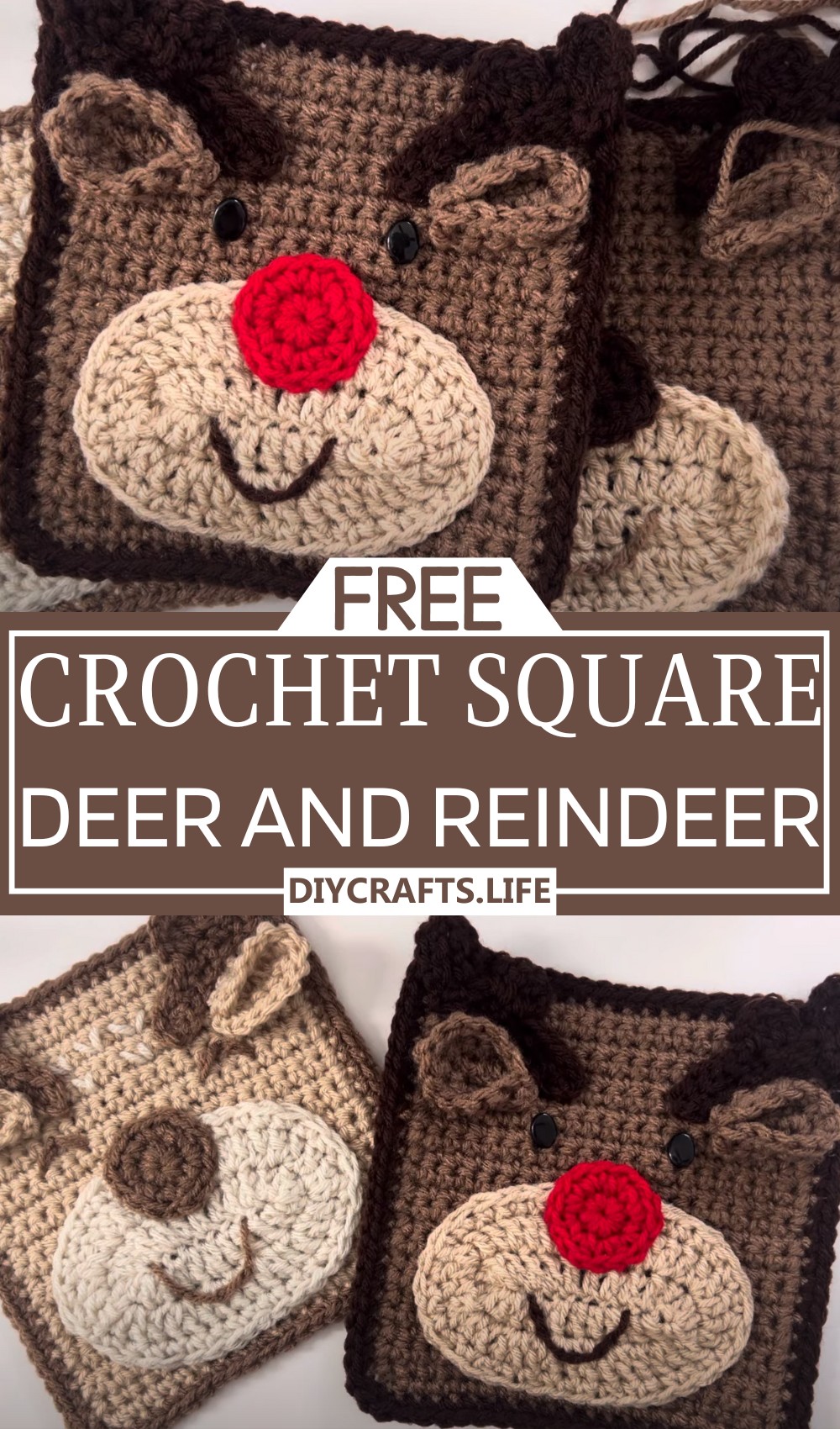 Crochet Deer and Reindeer Square