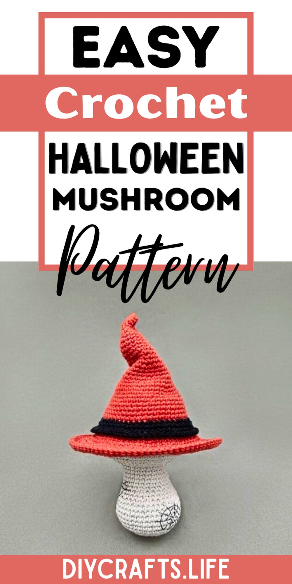 Crochet Halloween Mushroom Pattern With Witch’s Hat