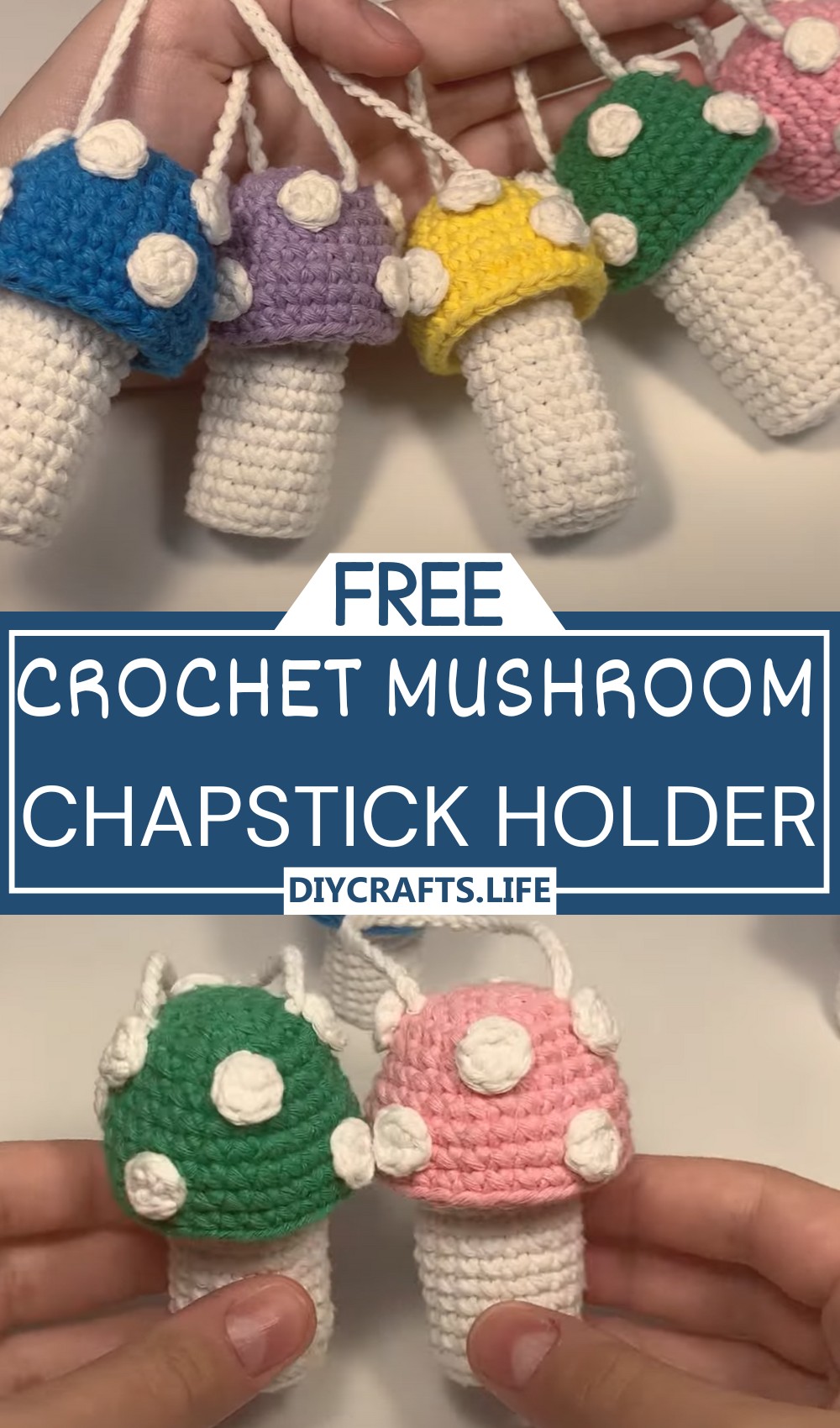 Crochet Mushroom Chapstick Holder