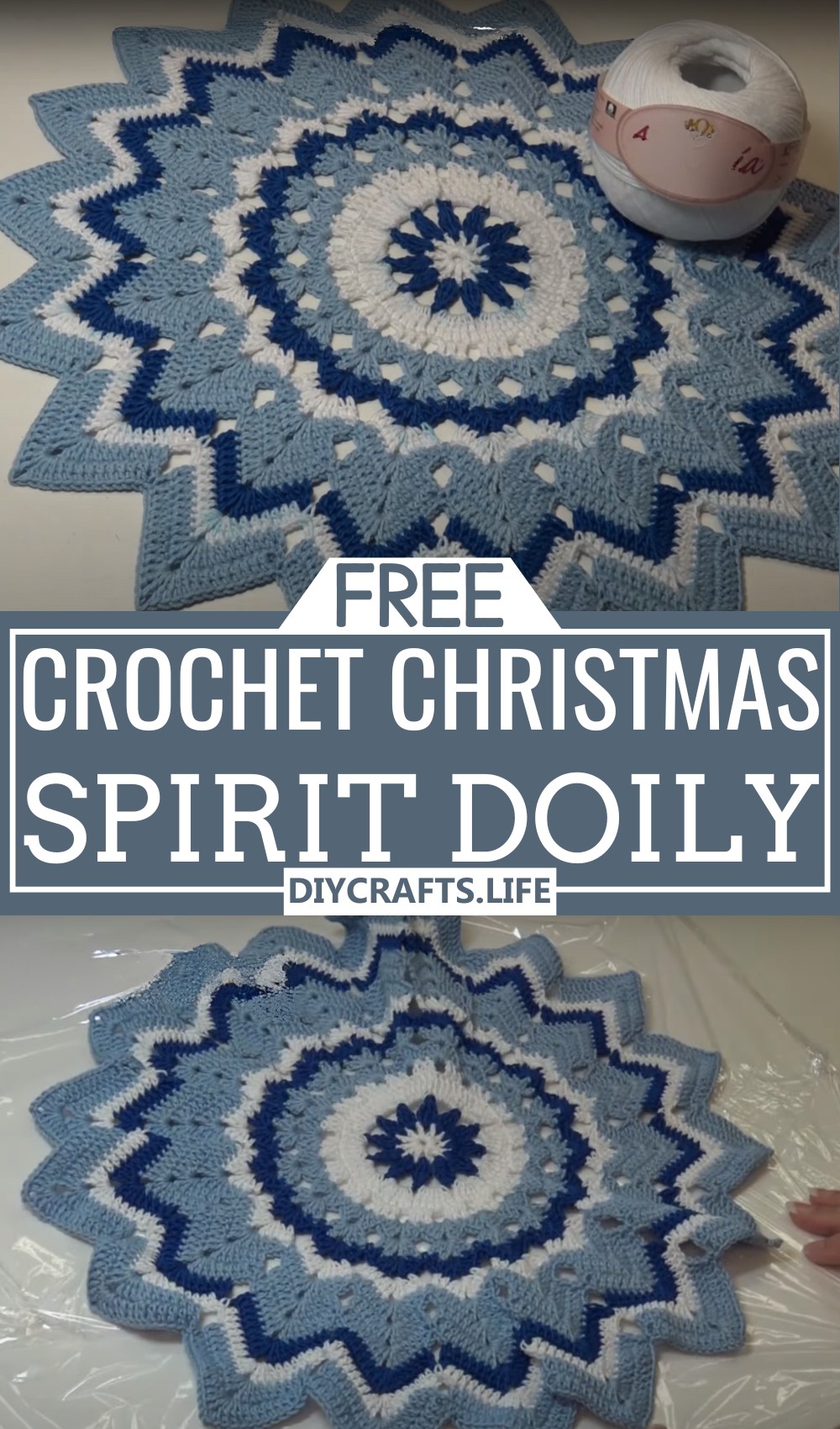 Blue and White Christmas Spirit Doily
