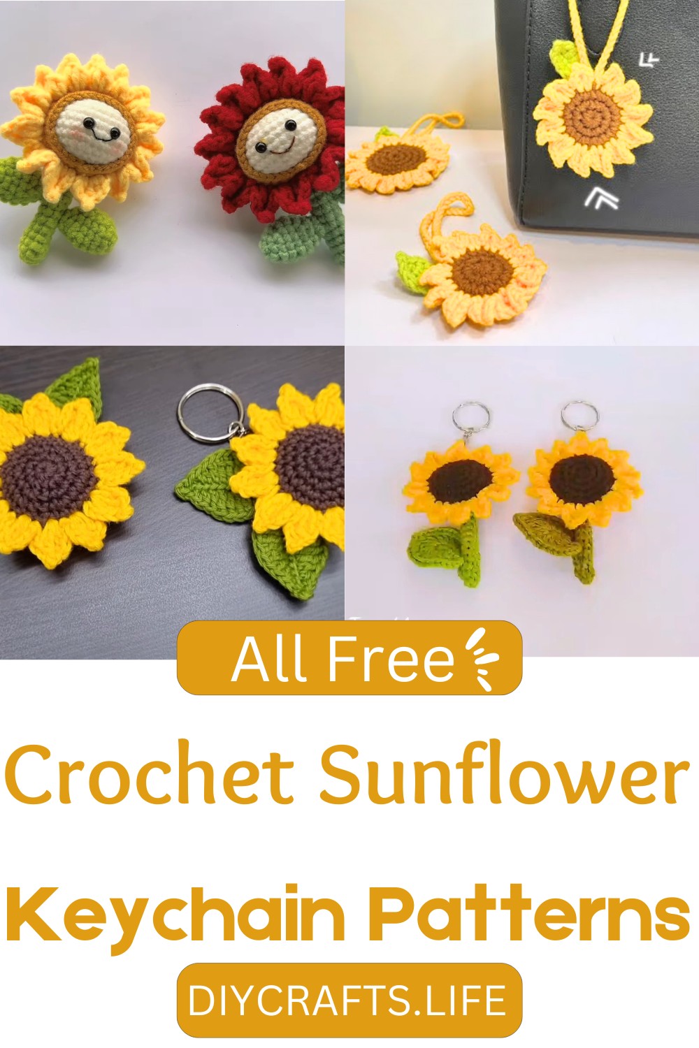 Crochet Sunflower Keychain