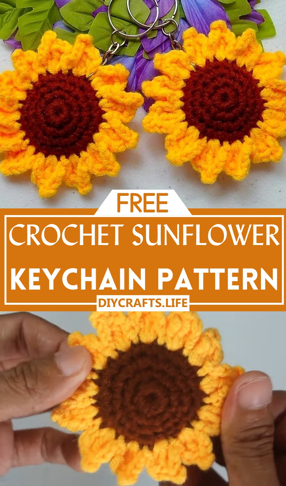 Crochet Sunflower Keychain