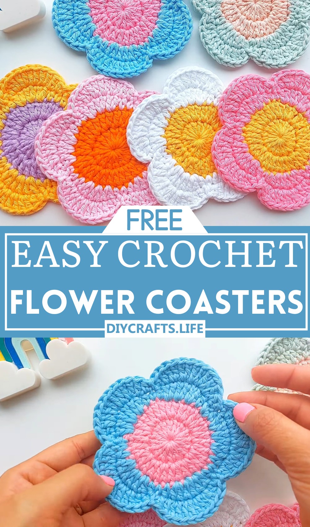Easy Crochet Flower Coasters
