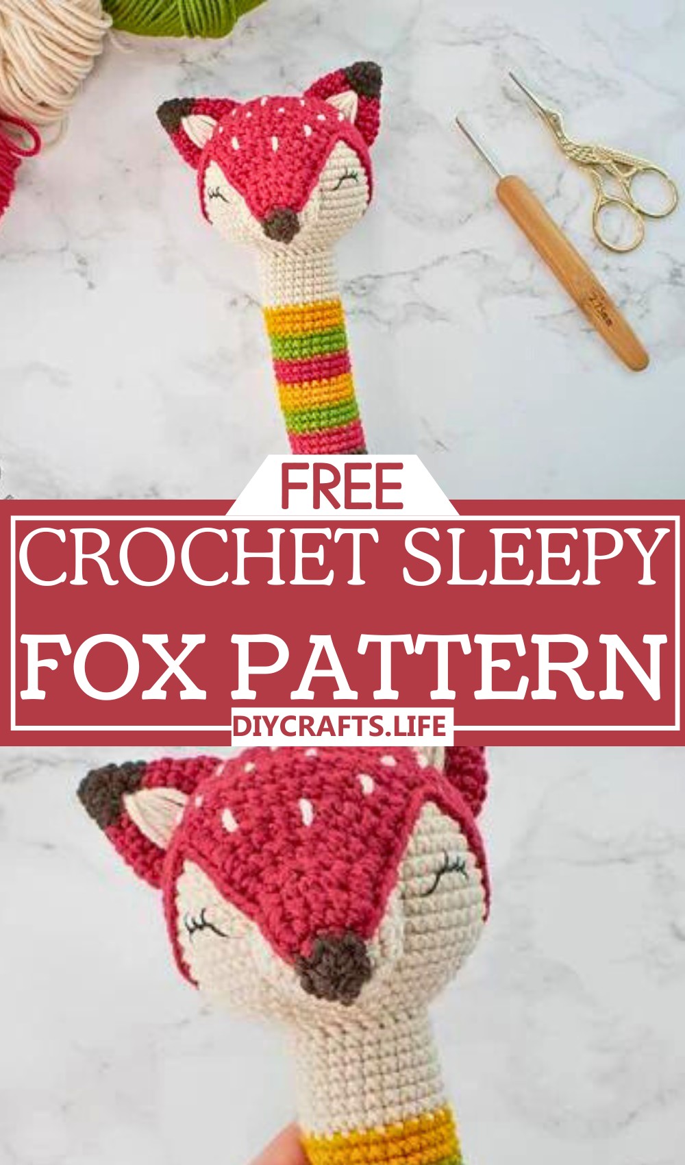 Sleepy Fox Rattle Toy