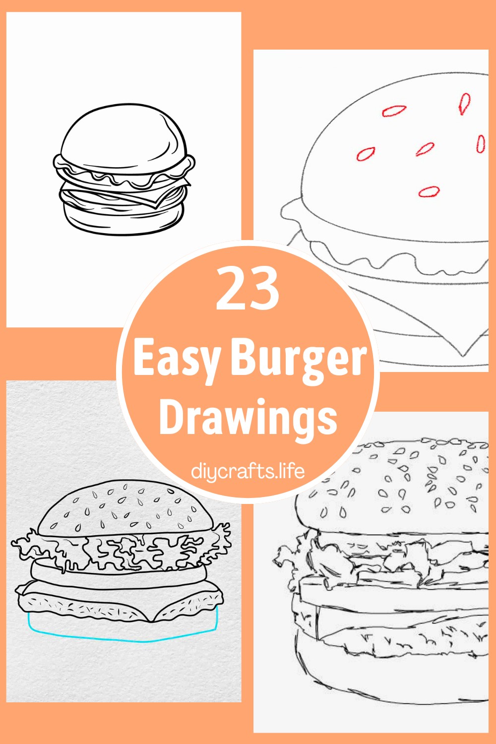 23 Easy Burger Drawing Ideas - Step By Step Guide