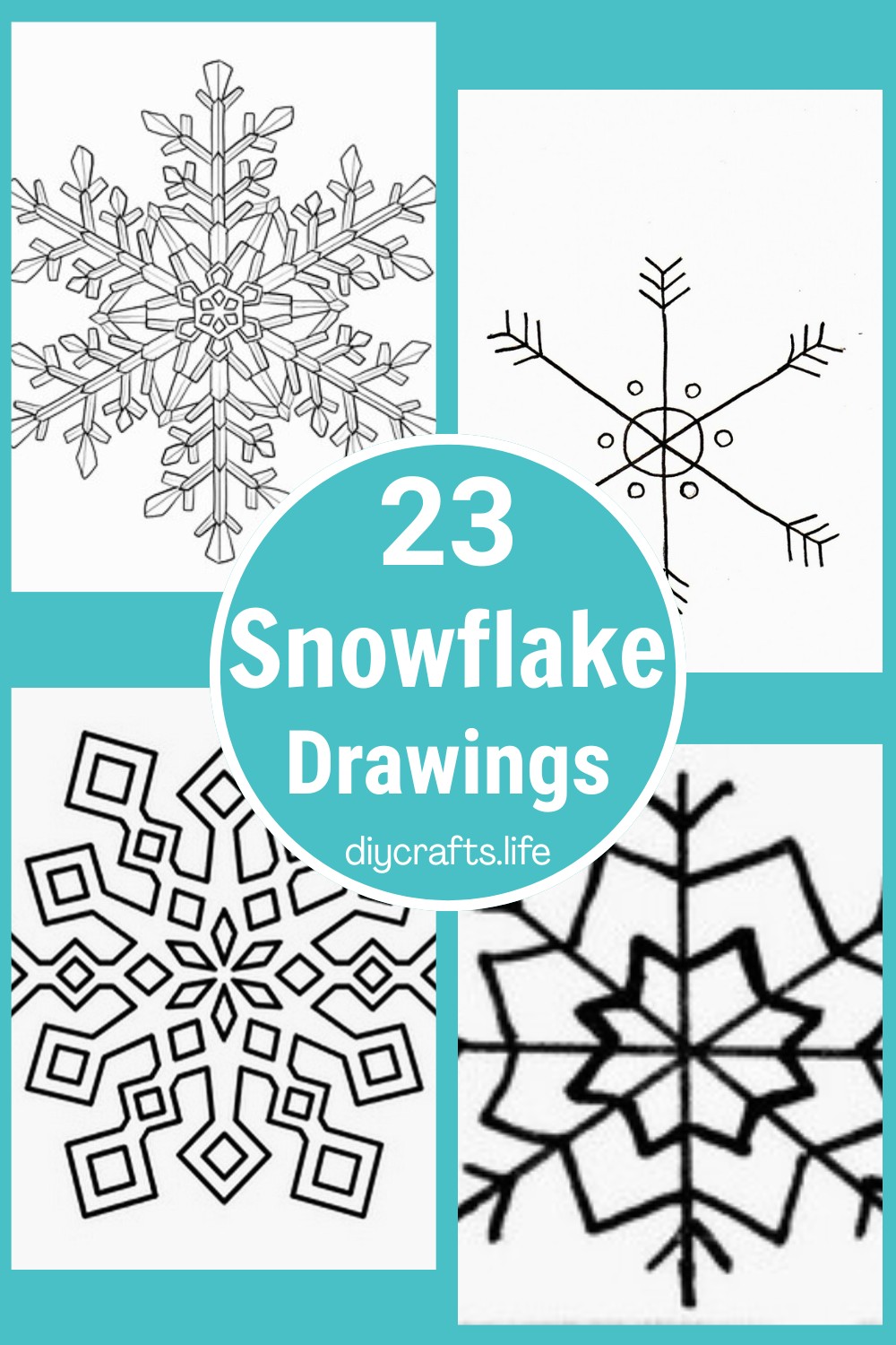 23 Easy Snowflake Drawings - Step by Step Guide