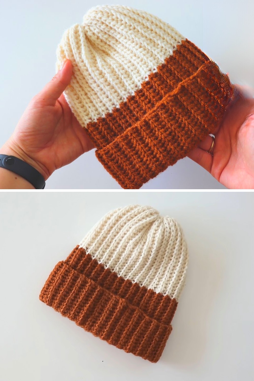 Crochet Basic Beanie With Two Colours