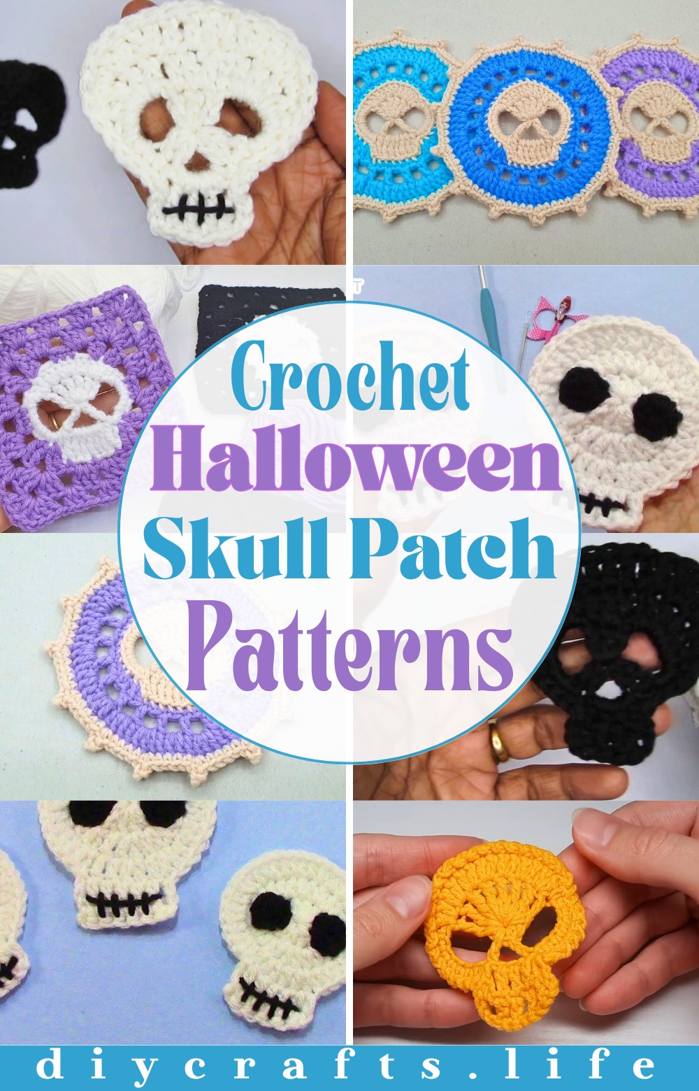 Crochet Halloween Skull Patch or Applique Patterns