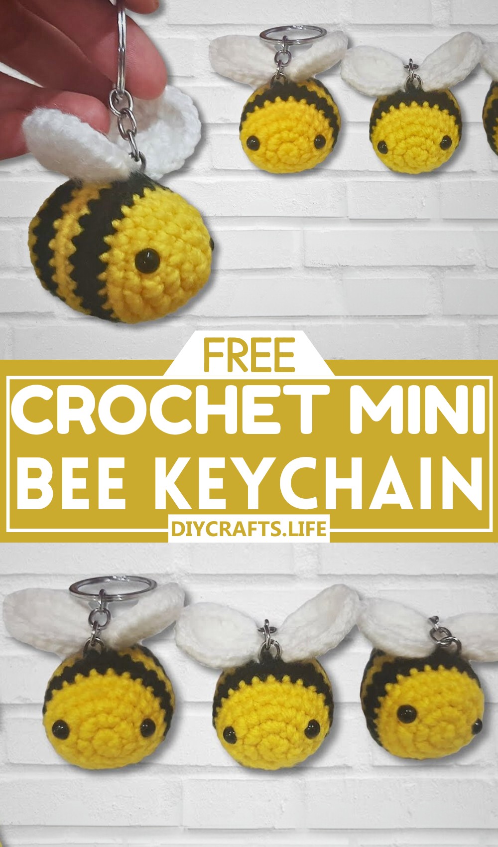 Crochet Mini Bee Keychain