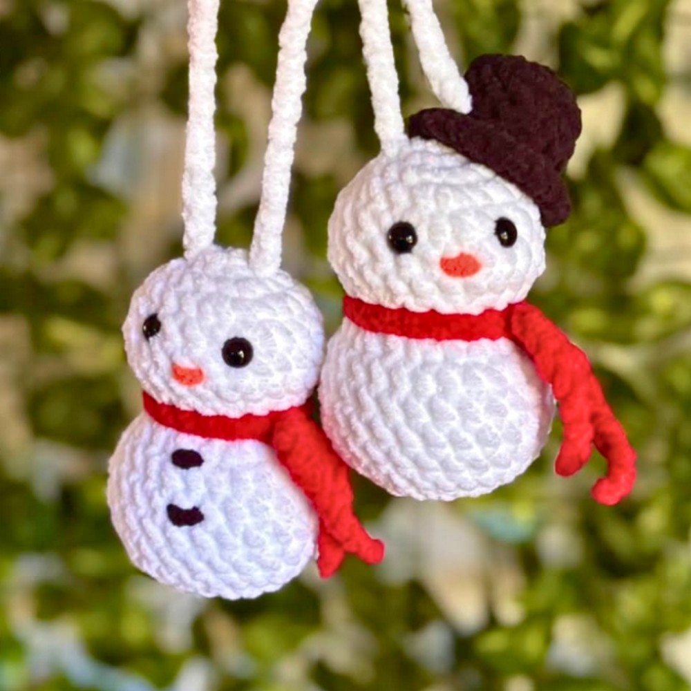 Crochet Snowman Car Hanger Amigurumi Pattern
