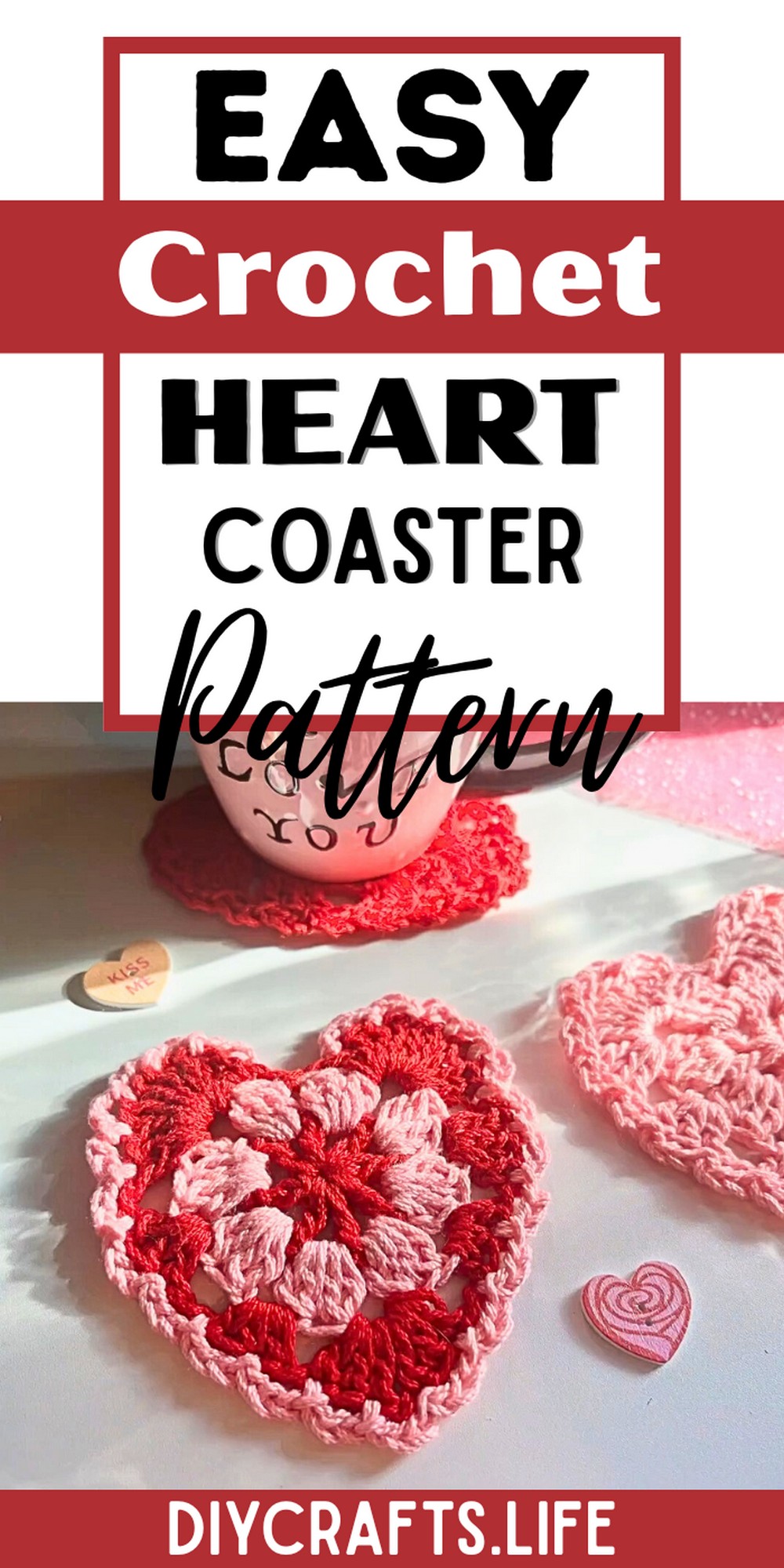 Charming & Delightful Crochet Heart Coaster Pattern