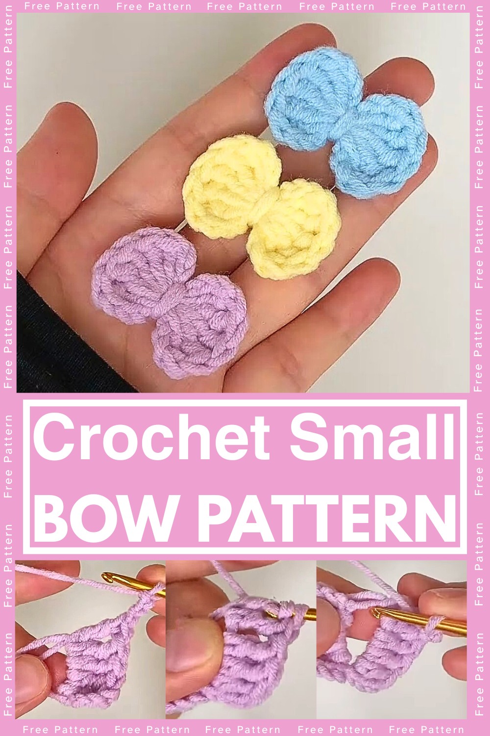 Crochet a Small Bow In Three Colors - DIY Crafts