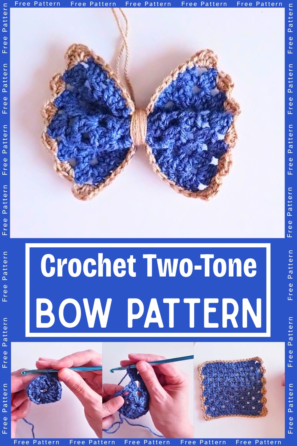 Easy Two-Tone Crochet Bow - Step-by-Step