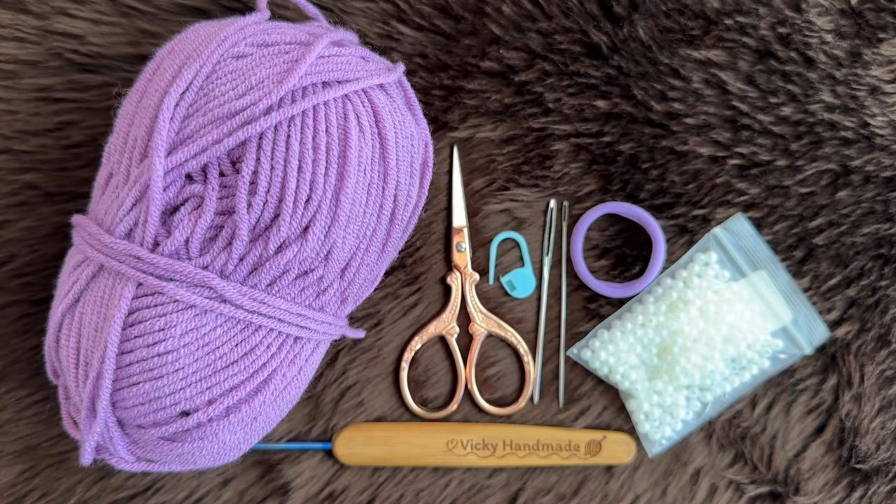 Simple Crochet Beaded Bow Hair Tie Tutorial for Beginners