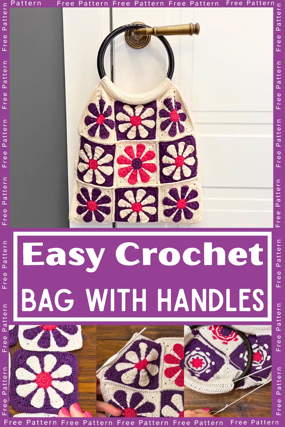 Retro Crochet Bag with Round Handles Pattern