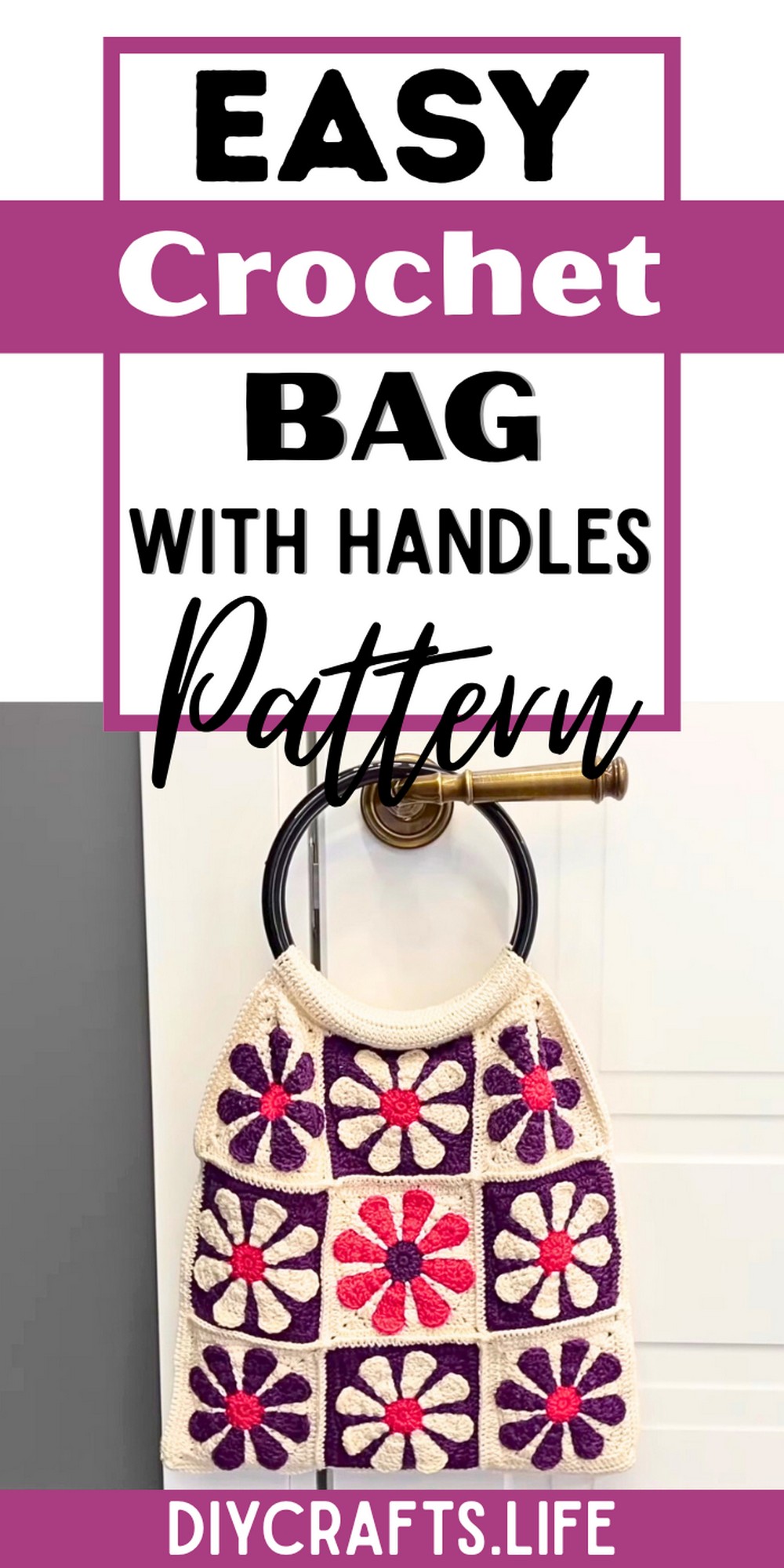 Retro Crochet Bag with Round Handles Pattern