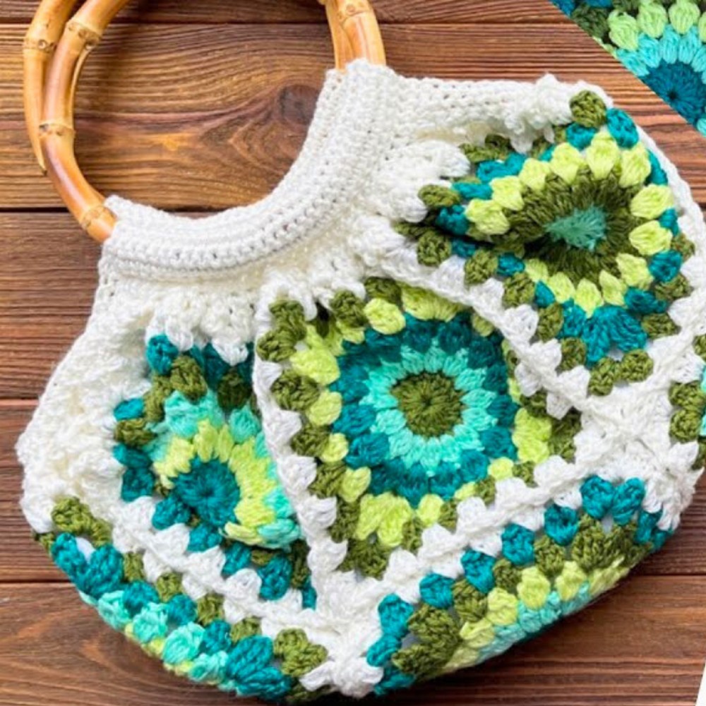 Handmade Crochet Bag Tutorial with Round Handles