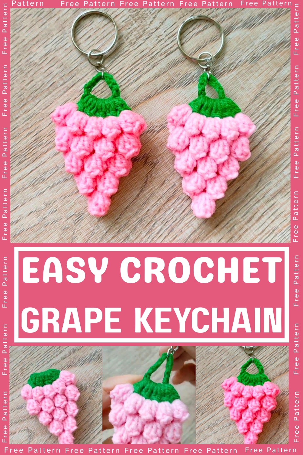 Beautiful Crochet Grape Keychain Pattern