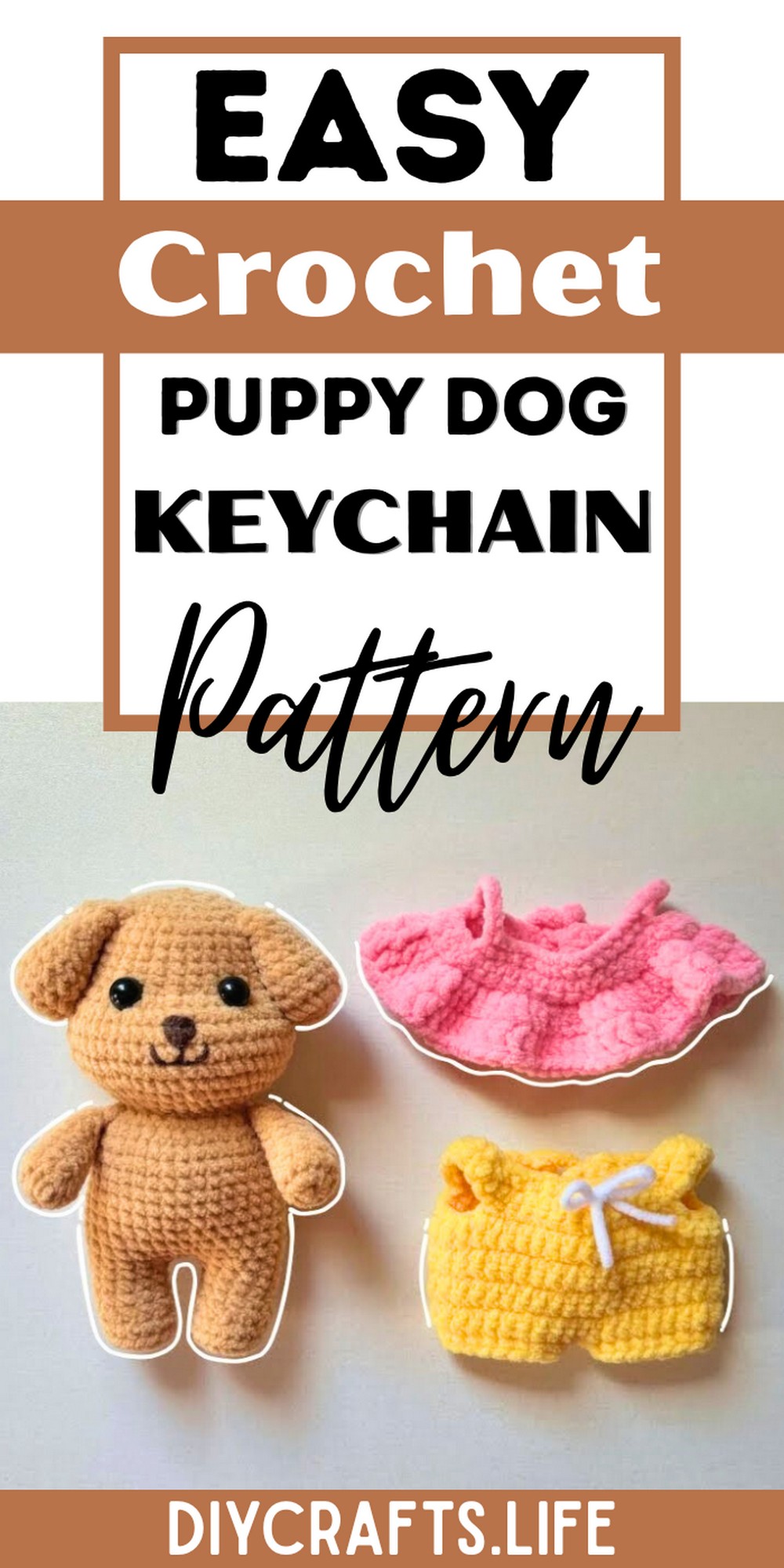 Crochet Adorable Dress-Up Puppy Dog Keychain