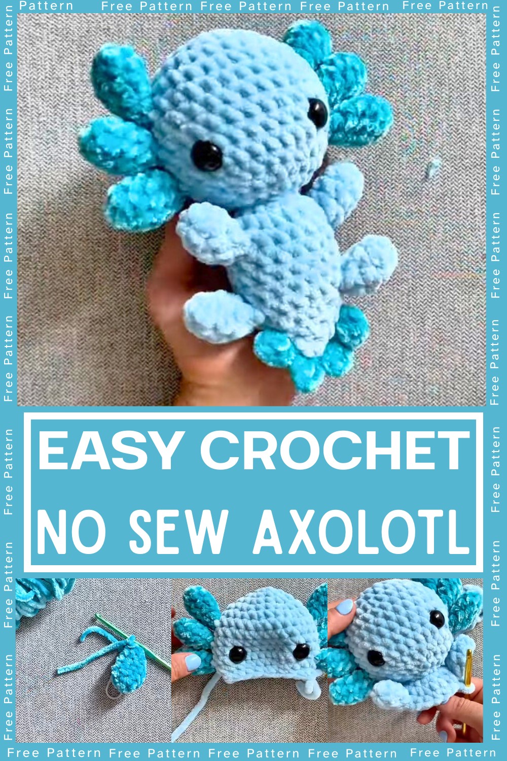 Crochet NO SEW Axolotl - Easy Step-by-Step Pattern