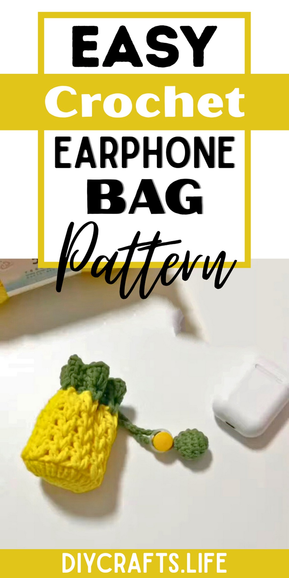 Crochet Pineapple Earphone Bag