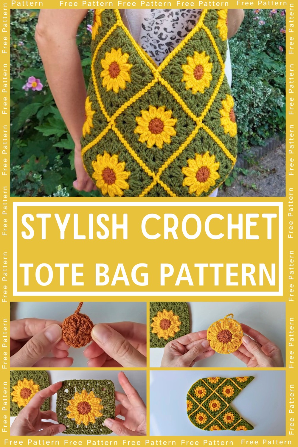 Crochet Sunflower Tote Bag Pattern