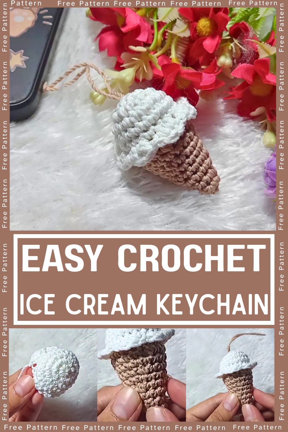 Cute and Functional Crochet Mini Ice Cream Keychain Tutorial