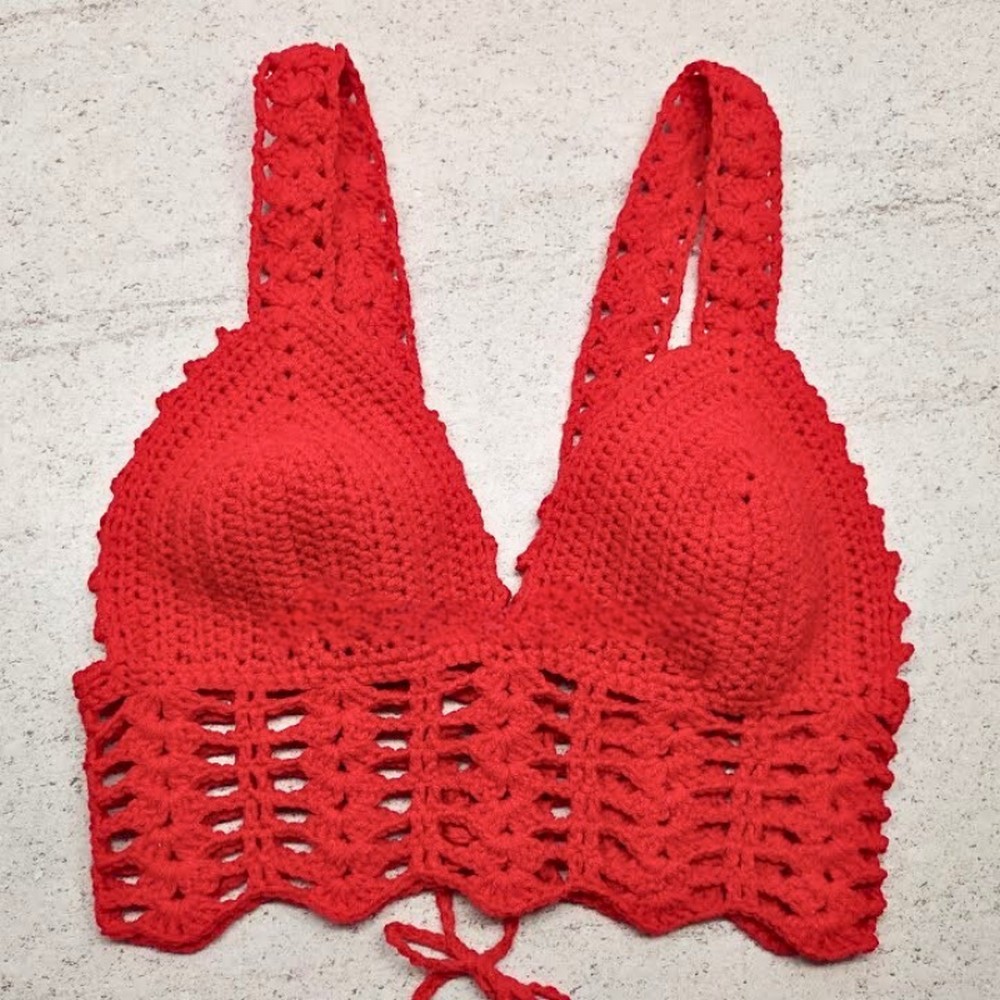 Crochet Red Bralette